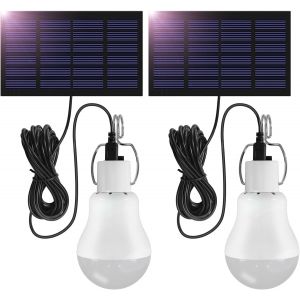 Lampe Led Ext&eacute;rieure &Agrave; Suspendre 3w Avec C&acirc;ble 3,45m, Lanterne Portable Avec Panneau Solaire, Ampoule Led Recahrgeable Pour P&ecirc;che, Camping, Urgences, Jardin, 2 Ensembles - Neuf