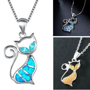 Pendentif Chat Colliers Créatif Animal Femmes Filles Fête Accessoires Fournitures, Lot De 3pcs-Bleu, Orange, White_Feb - Neuf