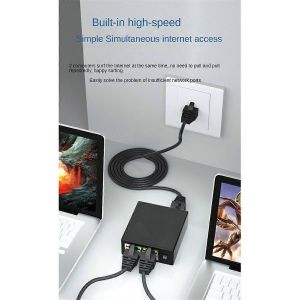 1 entr&eacute;e 2 sortie 1000Mbps RJ45 C&acirc;ble r&eacute;seau Extension Commutateur r&eacute;seau Gigabit Gigabit Splitter pour PC Lapt - Neuf