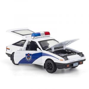 1:28 INITIAL D AE86 Alloy Toy Alloy Car Diecasts & Toy Vehicles Car Model Miniature Scale Model Car Toys For Children Toy Cars-Voiture de police blanche - Neuf