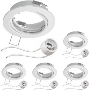 Ledscom.De 6 Cadres D'encastrement Au Plafond Fere Cadre D'encastrement Noir Mat (Led/Halogène/Gu10/Mr16/Par16/50mm) Incl. Douille Gu10 - Neuf