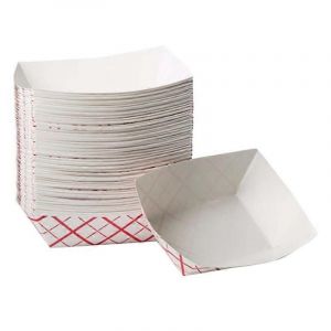 100Pc Plateaux Alimentaires en Papier - Rouge & Blanc Damier &Eacute;tanche Papier Bateaux Alimentaires - Bacs Papier - Neuf