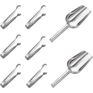 Cmws-6 Pièces Pinces À Sucre Glace Et 2 Pièces Pelle À Glaçons En Acier Inoxydable Ensemble De Pince À Boite A Sucre En Morceaux Cuillère À Bonbon Farine Pour Cuisine Café Bar Buffet Supermarché - Neuf