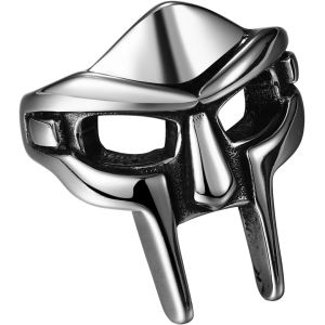 Tianyi-Bague Homme Acier Masque Spartiate : Anneaux Hiphop Viking Mf Doom Mask Ring Elmo Pagani Bijoux Viking Large Cadeau Garçon Punk Halloween Noël Argent Noir Taille 14-30 - Neuf