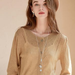 Collier Long, Tricot Cha&icirc;ne Pendentif, En Forme De Tr&egrave;fle &Agrave; Quatre Feuilles Pour Les Femmes Et Les Filles - Neuf