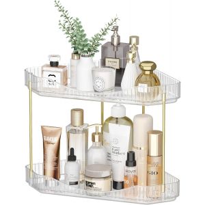 Tianyi-Organisateur De Salle De Bain &Agrave; 2-Niveaux, 90&deg;, Comptoir, Cosm&eacute;tique, Skincare, Beaut&eacute;, Parfum, Tablette De Rangement Pour &Eacute;pices, &Eacute;tag&egrave;re De Cuisine, Bijoux, Chambre, Bureau - Neuf