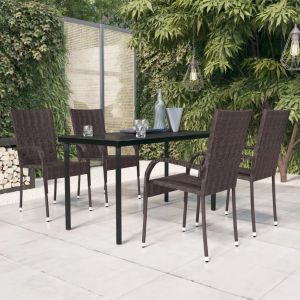 Prolenta Premium - Ensemble &Agrave; Manger De Jardin 5 Pcs Marron Et Noir - Neuf