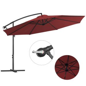 Parasol 3,5 M Rouge &iquest; Ombrage G&eacute;n&eacute;reux Pour Jardin Et Espaces Repas - Neuf