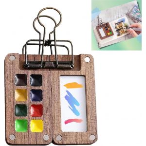 Kalanka-Palette De Voyage &Agrave; 8 Grilles En Bois &iquest; Mini Palette Aquarelle Portable Avec Clip &iquest; Bo&icirc;te &Agrave; Couleurs Aimant&eacute;e Pour Artistes (Aquarelle, Gouache, Acrylique) &iquest; Id&eacute;ale Carnet De Croquis - Neuf