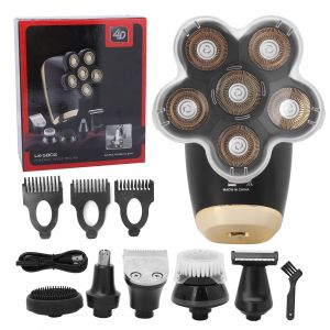Rasoirs a barbe electriques 6 en 1 multifonctions, etanches, rechargeables par USB, dores - Neuf