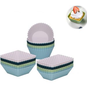 Subzonal-4 Couleurs Lot De 24 Moules &Agrave; Muffins En Silicone, Moule Cupcake Silicone,Cupcake Tasses De Cuisson En Silicone Pour P&acirc;tisseries,G&acirc;teau,Puddings - Neuf