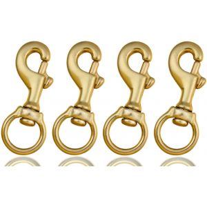 3-1/4 Pouces Lourds En Laiton Massif &Eacute;merillon Mousqueton Crochets, 7/8 Pouces Pivotant Des Yeux, Des Pinces Pour Collier De Chien Et Animaux De Compagnie En Laisse (4 Pi&egrave;ces) - Neuf