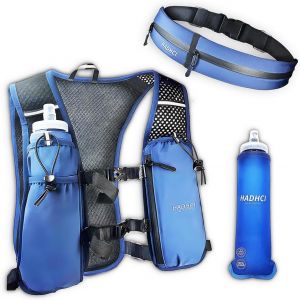 Ulteronixshop-Gilet Hydratation Running Homme Et Femme, Gilet Trail L&eacute;ger Anti-Rebond Et Respirant Avec Gourde Souple 500ml, Ceinture Ajustable Pour Marathon, Trail Et Randonn&eacute;e - Neuf