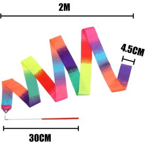Asfasfq-3pcs Rubans De Danse,2 M Ruban Gymnastique Enfant Arc-En-Ciel Et Rose, Ruban De Danse Scintillant,Accessoire De Danse Artistique,Pour Danse Artistique Entraînement Cadeaux De Fête D'anniversa - Neuf