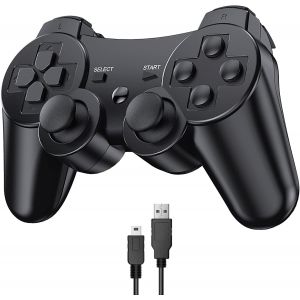 Manette Pour Ps3, Manette Sans Fil Pour Ps3, Manette Bluetooth Pour Manette De Jeu Ps3 Avec Câble De Chargement Usb À Double Vibration - Neuf