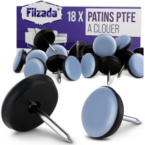 18x Patin Chaise Teflon à Clouer-Ø 19 mm (Rond)-Patins de Meubles Professionnels/Patins de Chaise Feutre à clouer - Neuf