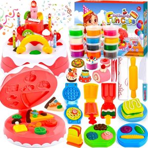 51 Pcs Pâte À Modeler pour EnfantsAccessoire Pate a Modeler avec Machine à Pâte à Gâteau12 Argile ColoréePate a Modeler Cuisine pour Aux Garçons et Aux Filles âgés de 3 Ans et Plus - Neuf
