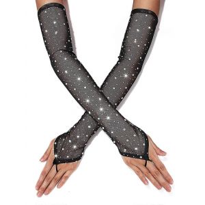 Strass Longues Mitaines Pour Femmes, Tricot Dentelle R&eacute;chauffeurs De Bras, Des Accessoires &Eacute;l&eacute;gants En Noir Ou En Blanc - Neuf