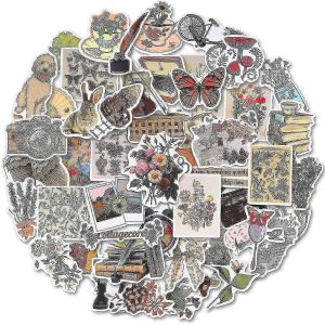 Autocollants Vintage, 50 Autocollants De Scrapbooking Fournitures De Journal Intime Vintage, Stickers En Vinyle Imperm&eacute;able &Agrave; L'eau Pour Planificateur Hy - Neuf