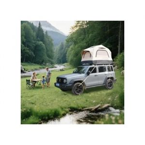 Tentes De Camping Gonflables Avec Pompe À Main, Tente Gonflable Sur Le Toit - Beige + Noir - Neuf