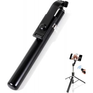 LORANKA-Perche &agrave; Selfie 170 CM, Tr&eacute;pied Smartphone Extensible avec 5.2 T&eacute;l&eacute;commande Bluetooth, pour Voyages, Vlogs, Vid&eacute;os et Photos, Compatible avec Les iPhone et Android - Neuf