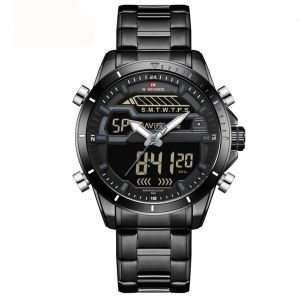 Montre-Bracelet A Quartz Etanche Pour Homme Naviforce (Boitier Noir Et Gris) - Neuf