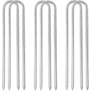 Eryi-Piquets De Tente En Acier 6 Pièces Kit Fixation Trampoline En U Galvanisé Tente Pour Trampoline Pour Tente De Camping Balançoire Auvents De Trampoline - Neuf