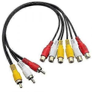 3 RCA mâle vers 6 RCA femelle Audio Vidéo Splitter Câble - Adaptateur AV composite pour TV,DVD,décodeur,etc.- 0,3 m. - Neuf