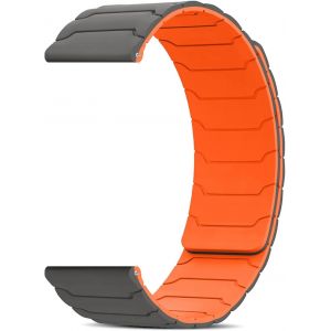 Bracelet Silicone 18mm/20mm/22mm, Bracelets Magnétique, Doux, Confortable, Bracelet Sport, Dégagement Rapide, Bracelet De Montre [18 Mm Gris/Orange] - Neuf