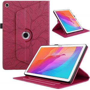 Kal-Tablette Coque Pour Huawei Matepad T 10 9.7 Pouces 2021 Etui Rotatif 360 Housse Pu Cuir Flip Support Protection Cover Case Pour Huawei Matepad T 10 9.7"" Coque,Rouge Arbre - Neuf