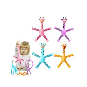 Lot de 4 jouets sensoriels anti-stress en forme de girafe &agrave; ventouse t&eacute;lescopique - Neuf