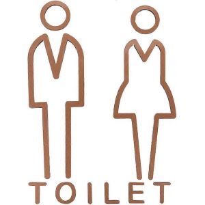 Lot de 2 plaques de porte de toilettes pour hommes et femmes, étiquettes autocollantes creuses, formes pour hommes et femmes, autocollants muraux décoratifs pour toilettes - Neuf
