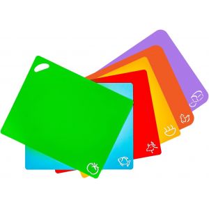 4 Pcs Planches À Découper Plastiques Code Couleur - Grande Planche À Découper Plastique Sans Bpa - Set Planche À Découper Extensible - Neuf
