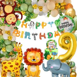 CAUC-Anniversaire 9 An Decoration Garcon Fille, Ballon Anniversaire 9 An Jungle, Decoration Anniversaire 9 An Safari, Anniversaire 9 An Jungle Animaux Ballons, Deco 9 An Anniversaire Wild Jungle - Neuf