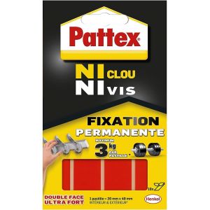 Pastilles Fixation Permanente Ni Clou Ni Vis (10 x 20 mm x 40 mm) - Pastilles double faces ultra fortes - Pastilles autocollantes résistantes jusqu'à 3 kg - Neuf