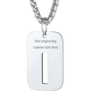 Kal-Plaque Militaire Personnalisable Pendentif Identi Femme Collier Homme Lettre Initial A-Z Pr&eacute;nom Gravure Acier Inoxydable Chaine Argent&eacute;/Plaque Or-Bijoux Cadeau No&euml;l F&ecirc;tes Des M&egrave;res P&egrave;res - Neuf