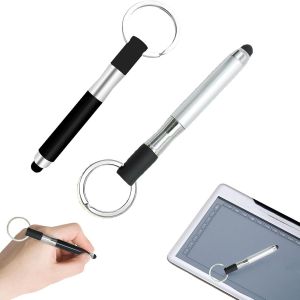 Lot de 2 mini stylets universels pour &eacute;cran tactile, stylet 3 en 1, stylo &agrave; bille noir et argent, pour t&eacute;l&eacute;phone portable, tablette avec &eacute;cran tactile capacitif - Neuf