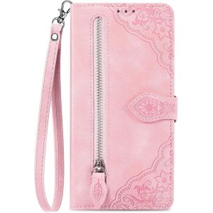 acdsgd-tui &agrave; Rabat Coque Folio pour Xiaomi 13 5G Housse de Protection Flip Cover Case en Cuir PU Portefeuille avec Cordon et Porte Cartes Femme Fleur - Rose - Neuf
