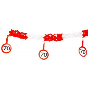 Decoration anniversaire 70 ans guirlande panneau de signalisation rouge/blanc - D&iquest;&iquest;coration e pour 70 ans anniversaire femme et homme - Neuf