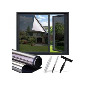 Film Solaire Fen&ecirc;tre Miroir Sans Tain 90x400 cm - Isolation Thermique Anti Chaleur et Protection UV 97% avec Kit de Pose - Neuf