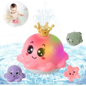 Kal-Jouet Bain Bébé 1 2 3 Ans, Enfants Jouets De Bain Led Pieuvre Induction Automatique Jet D'eau Jouets De Piscine Pour Bébé - Neuf