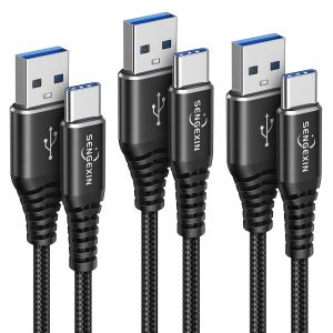 Cable USB C 2M [Lot de 3],Câble USB C Charge Rapide 3A Nylon Tressé Cable USB Type C pour S23 S22 S21 Ultra S20 S10 S9 S8 A21s A20e A51 A33 A53 A72 NOTE 20 10,Mi 12 11,Huawei,Google Pixel 7 - Neuf