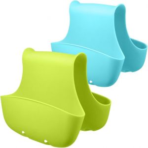Lot De 2 Porte Éponge Pour Double-Sink- Bleu, Vert, Selle Caddy Brosse Savon Organisateur De Stockage De Cuisine De Salle De Bain Panier Plastique - Neuf
