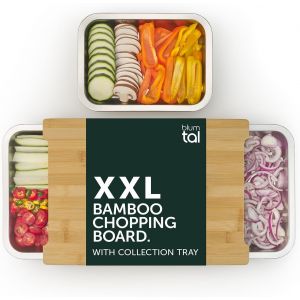 Planche A Decouper Bois Bambou - Planche À Découper Avec Rainure À Jus - Accessoire Cuisine - Grande Taille (43,5x29,5cm) - Neuf