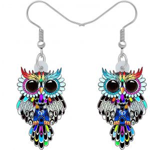 Kal-Cute Acrylique Hibou Boucles D'oreilles Pendentif Oiseau De Bande Dessinée Pour Les Femme Filles Hibou Amoureux Cadeaux - Neuf