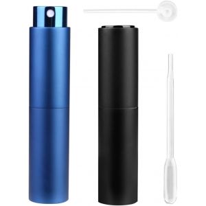 Lot de 2 flacons vaporisateurs de parfum rechargeables de 10 ml pour voyage après-rasage avec outils de recharge pour les vacances et les sorties nocturnes,hommes et femmes - Neuf