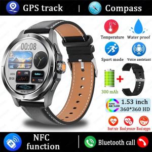 2025 Nouveau S4 Ultra Sports De Plein Air Montre Intelligente Hommes Amoled Écran Nfc Gps Boussole Fréquence Cardiaque Étanche Bluetooth Appel Smartwatch.Black Leather.S4 Ultra - Neuf