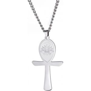 Kal-Collier Avec Pendentif En Forme De Croix Ankh &Eacute;gyptienne En Acier Inoxydable Pour Homme Et Femme - Bijou Religieux &Eacute;gyptien - Neuf