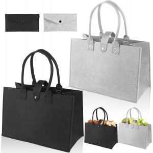 Sjzg-4 Pi&egrave;ces Sacs &Agrave; Provisions En Feutre, 2 Grands Sac Cabas Pliable En Feutre 39 X 26 X 20cm Avec 2 Petits Sacs &Agrave; Provisions En Feutre, Panier De Rangement En Feutre Pour Les Jouets, Le Shopping - Neuf