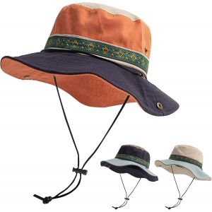 Chapeau De Soleil En Coton Pour Hommes Femmes Pliable Chapeaux De Pêcheur Safari Protection Uv Chapeau Boonie De Jardin Avec Mentonnière Ajustable Pour Le Camping,La Marche Et Les Voyages - Neuf